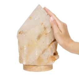3.50kg Large Natural Clear Quartz Point Lamp on LED Base Large DK328 | Himalayan Salt Factory