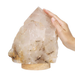 4.15kg Large Natural Clear Quartz Point Lamp on LED Base Large DK340 | Himalayan Salt Factory