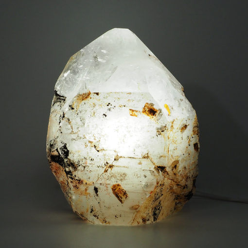 3.50kg Large Natural Clear Quartz Point Lamp with LED Bulb DK344 | Himalayan Salt Factory