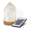 Selenite Rough Point with Multicolour LED Light Crystal Small Display Base Pack | Himalayan Salt Factory