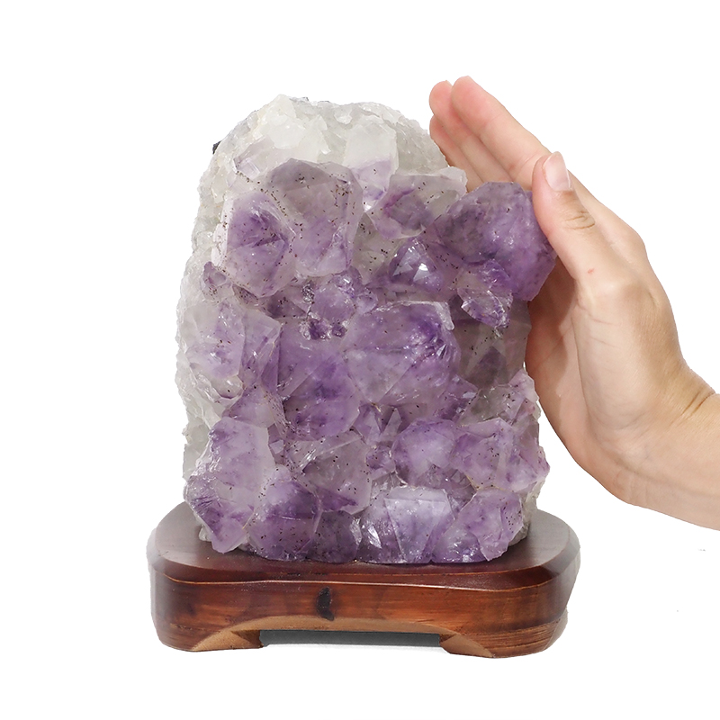 3.66kg Amethyst Crystal Lamp with Timber Base DK379 5 3.66kg Amethyst Crystal Lamp DK379 | Himalayan Salt Factory