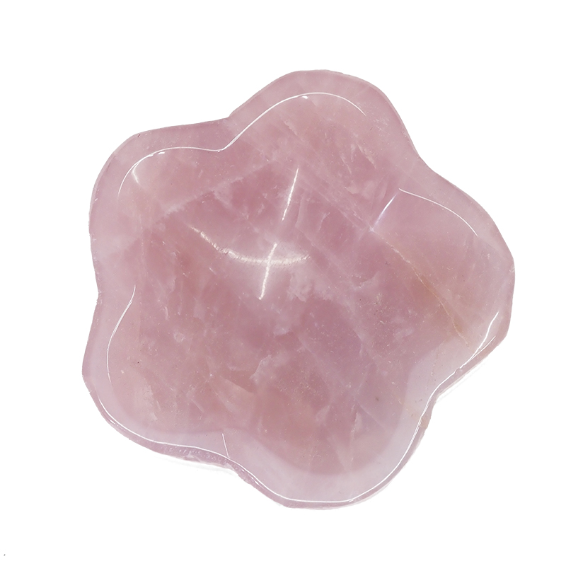 0.36kg Rose Quartz Flower Bowl J1747 3 0.36kg Rose Quartz Bowl J1747 | Himalayan Salt Factory
