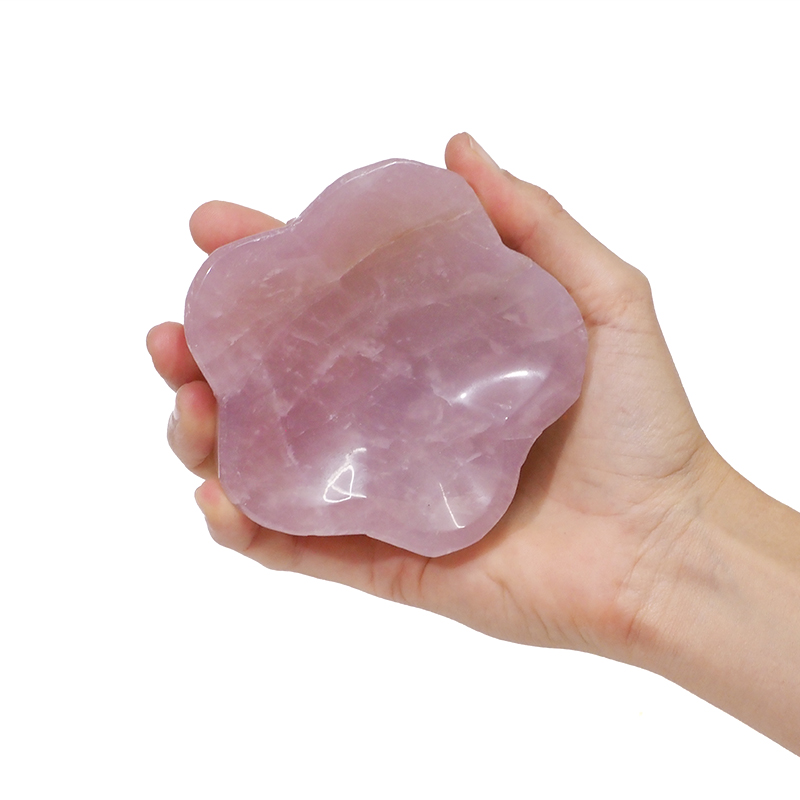 0.36kg Rose Quartz Flower Bowl J1747 4 0.36kg Rose Quartz Bowl J1747 | Himalayan Salt Factory