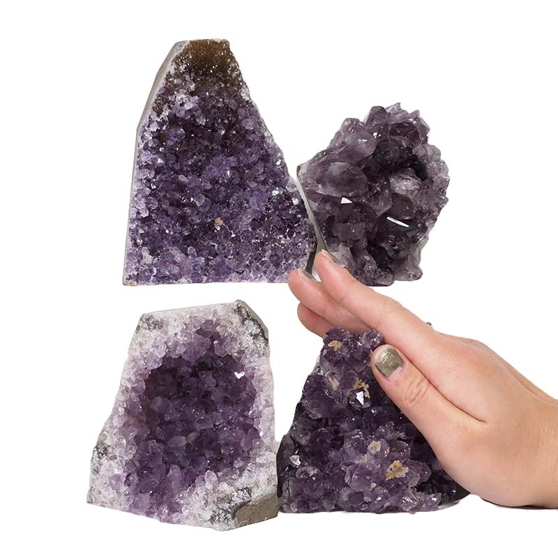 2.08kg Amethyst Crystal Geode Specimen Set 4 Pieces DN1367 4 Amethyst Crystal Geode Specimen Set DN1367 | Himalayan Salt Factory