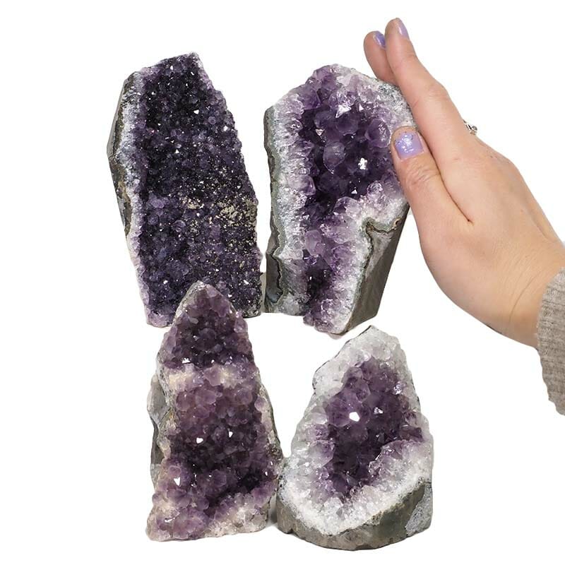 2.15kg Amethyst Crystal Geode Specimen Set 4 Pieces DN1389 4 Amethyst Crystal Geode Specimen Set DN1389 | Himalayan Salt Factory