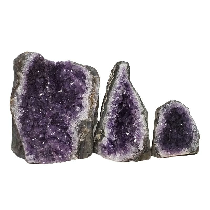 2.03kg Amethyst Crystal Geode Specimen Set 3 Pieces DN1408 3 Amethyst Crystal Geode Specimen Set DN1408 | Himalayan Salt Factory