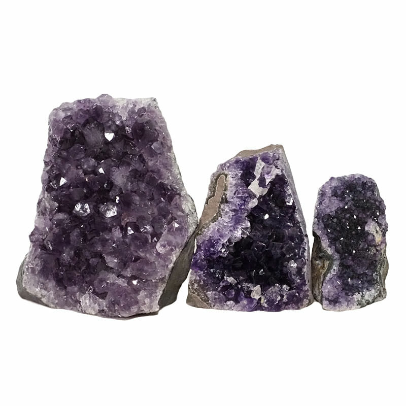 2.04kg Amethyst Crystal Geode Specimen Set 3 Pieces DN1412 3 Amethyst Crystal Geode Specimen Set DN1412 | Himalayan Salt Factory