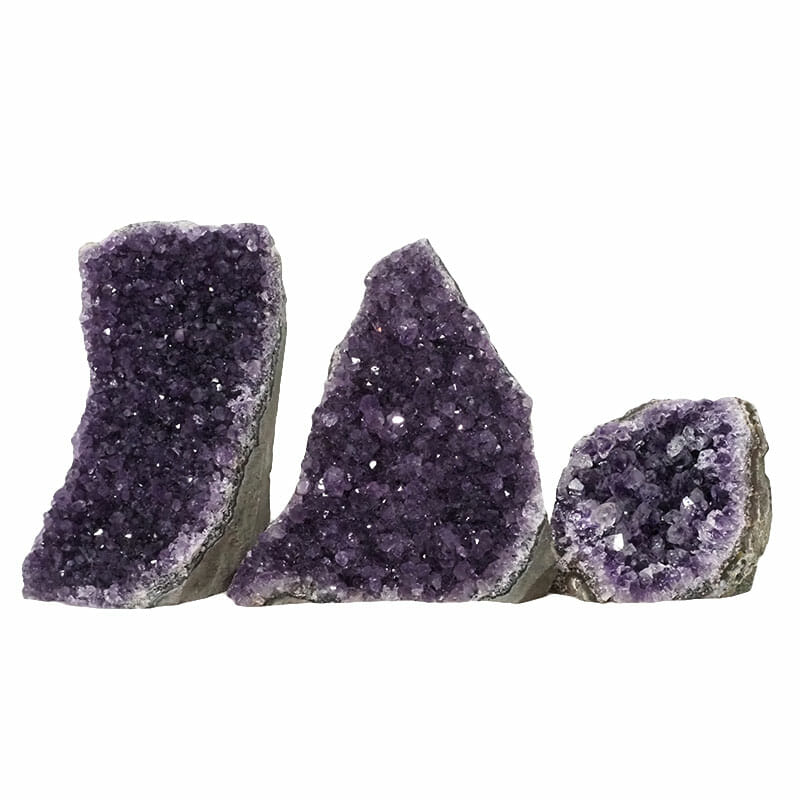 2.05kg Amethyst Crystal Geode Specimen Set 3 Pieces DN1413 3 Amethyst Crystal Geode Specimen Set DN1413 | Himalayan Salt Factory