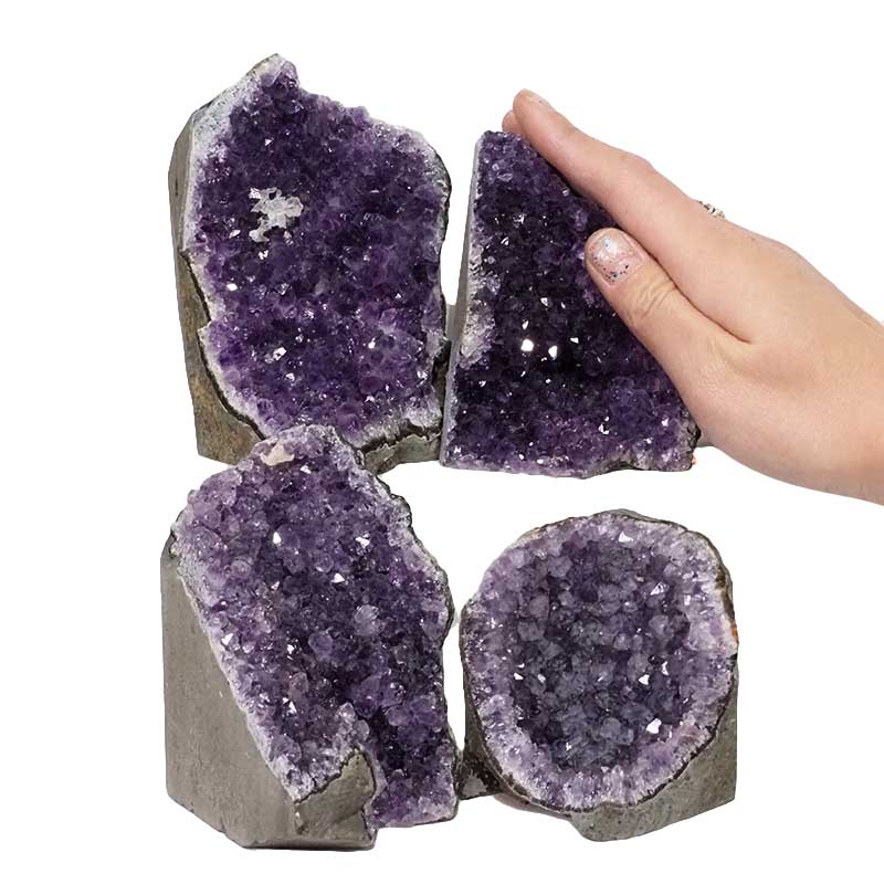 2.06kg Amethyst Crystal Geode Specimen Set 4 Pieces DN1426 4 Amethyst Crystal Geode Specimen Set DN1426 | Himalayan Salt Factory