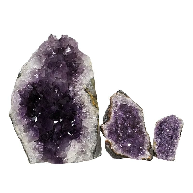 2.55kg Amethyst Crystal Geode Specimen Set 3 Pieces DN1431 3 Amethyst Crystal Geode Specimen Set DN1431 | Himalayan Salt Factory