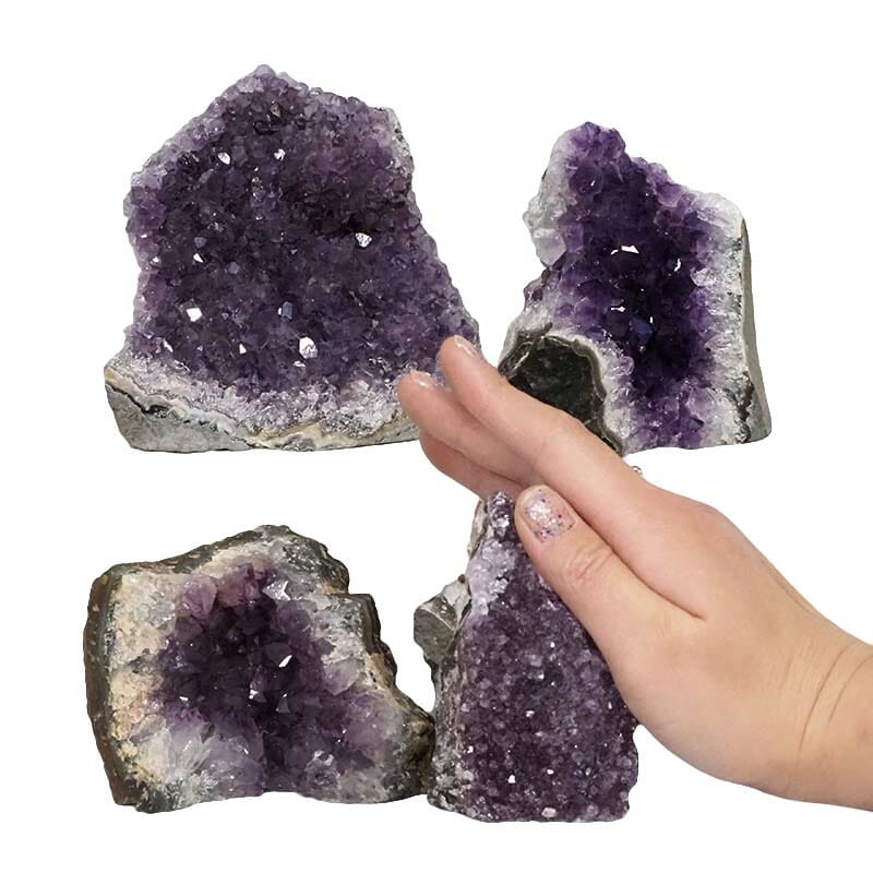 2.03kg Amethyst Crystal Geode Specimen Set 4 Pieces DN1453 4 Amethyst Crystal Geode Specimen Set DN1453 | Himalayan Salt Factory