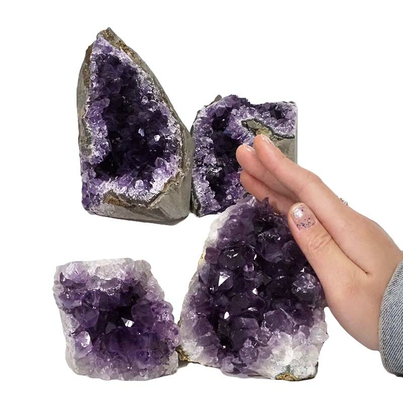 2.09kg Amethyst Crystal Geode Specimen Set 4 Pieces DN1454 4 Amethyst Crystal Geode Specimen Set DN1454 | Himalayan Salt Factory