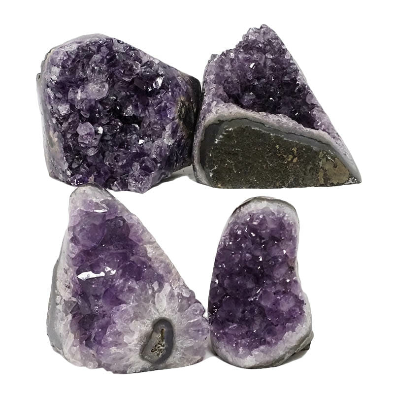 2kg Amethyst Polished Crystal Geode Specimen Set 4 Pieces DN1421 3 Amethyst Polished Crystal Geode Specimen Set DN1421 | Himalayan Salt Factory