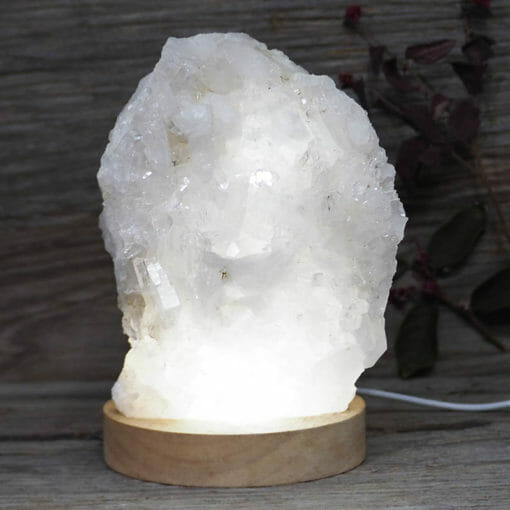 Natural Clear Quartz Cluster Lamp on LED Large Base DS1684 | Himalayan Salt Factory