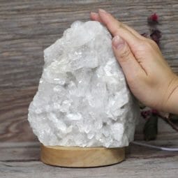 Natural Clear Quartz Cluster Lamp on LED Large Base DS1686 | Himalayan Salt Factory