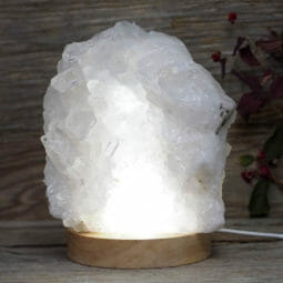 Natural Clear Quartz Cluster Lamp on LED Large Base DS1691 | Himalayan Salt Factory