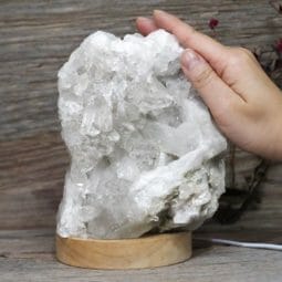 Natural Clear Quartz Cluster Lamp on LED Large Base DS1694 | Himalayan Salt Factory