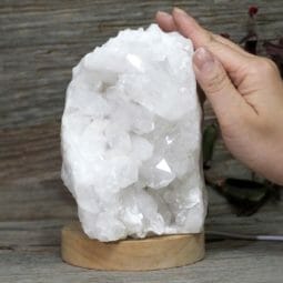 Natural Clear Quartz Cluster Lamp on LED Large Base DS1696 | Himalayan Salt Factory