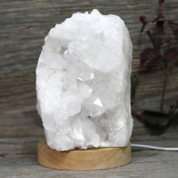 Natural Clear Quartz Cluster Lamp on LED Large Base DS1696 | Himalayan Salt Factory