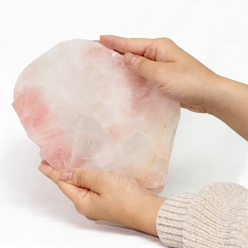 1.08kg Natural Rose Quartz Polished Slab Plate J1487 4 Natural Rose Quartz Polished Slab Plate J1487 | Himalayan Salt Factory