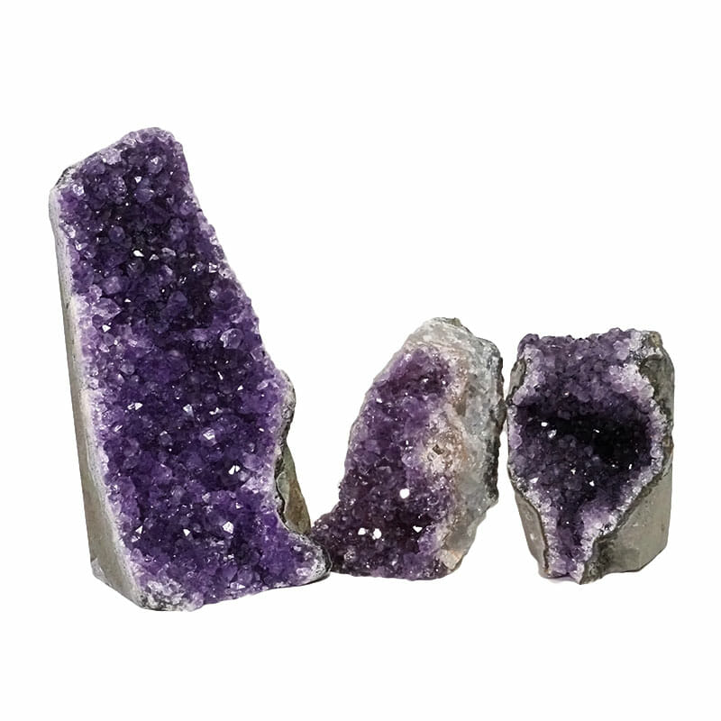 2.18kg Amethyst Crystal Geode Specimen Set 3 Pieces DN1474 3 Amethyst Crystal Geode Specimen Set DN1474 | Himalayan Salt Factory