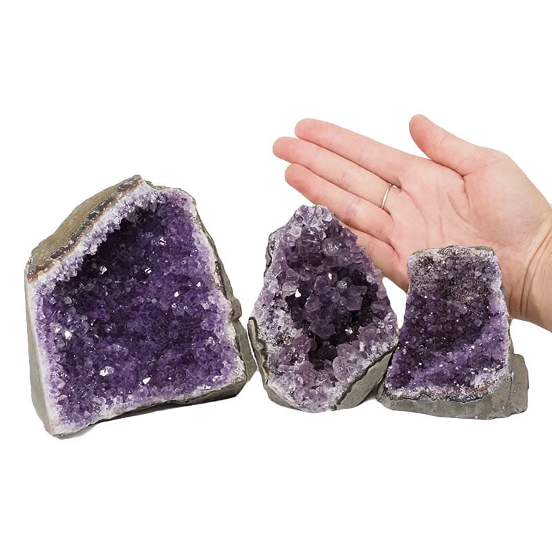 2.14kg Amethyst Crystal Geode Specimen Set 3 Pieces DN1475 4 Amethyst Crystal Geode Specimen Set DN1475 | Himalayan Salt Factory