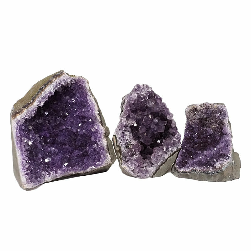 2.14kg Amethyst Crystal Geode Specimen Set 3 Pieces DN1475 3 Amethyst Crystal Geode Specimen Set DN1475 | Himalayan Salt Factory