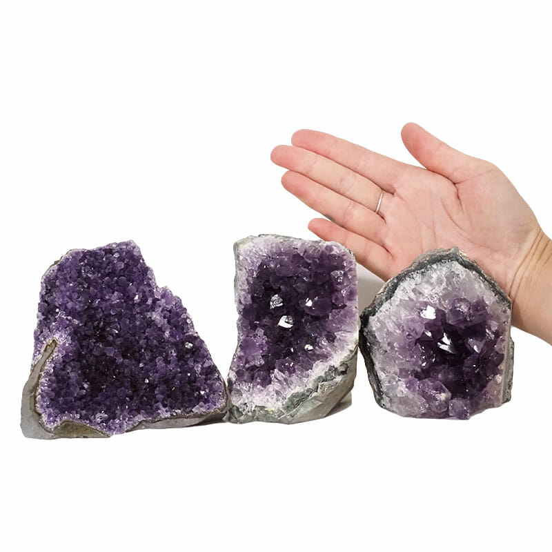2.05kg Amethyst Crystal Geode Specimen Set 3 Pieces DN1477 4 Amethyst Crystal Geode Specimen Set DN1477 | Himalayan Salt Factory