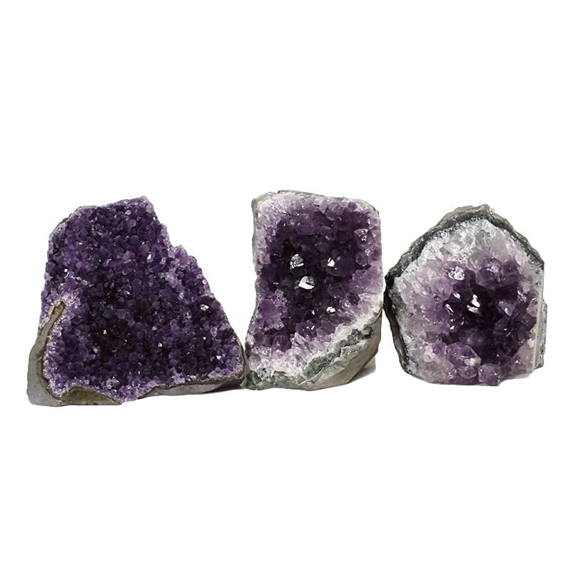 2.05kg Amethyst Crystal Geode Specimen Set 3 Pieces DN1477 3 Amethyst Crystal Geode Specimen Set DN1477 | Himalayan Salt Factory