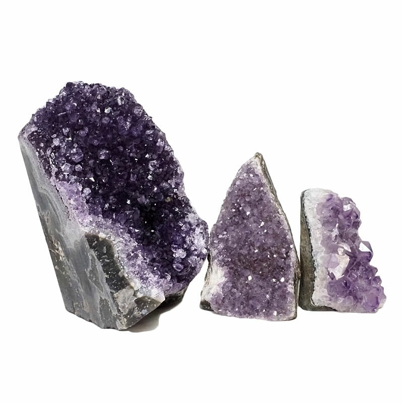 2.37kg Amethyst Crystal Geode Specimen Set 3 Pieces DN1479 3 Amethyst Crystal Geode Specimen Set DN1479 | Himalayan Salt Factory