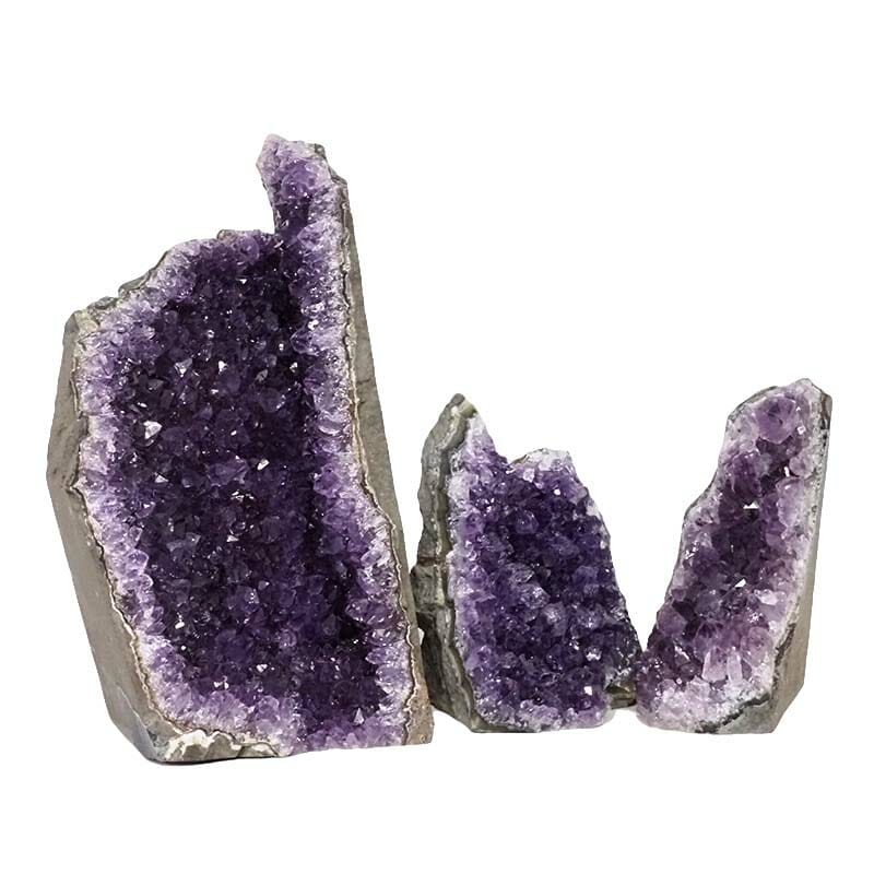 2.20kg Amethyst Crystal Geode Specimen Set 3 Pieces DN1480 3 Amethyst Crystal Geode Specimen Set DN1480 | Himalayan Salt Factory