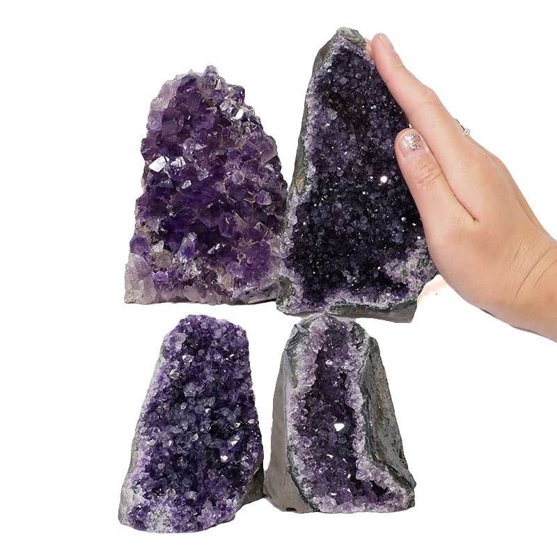 2.51kg Amethyst Crystal Geode Specimen Set 4 Pieces DN1492 4 Amethyst Crystal Geode Specimen Set DN1492 | Himalayan Salt Factory