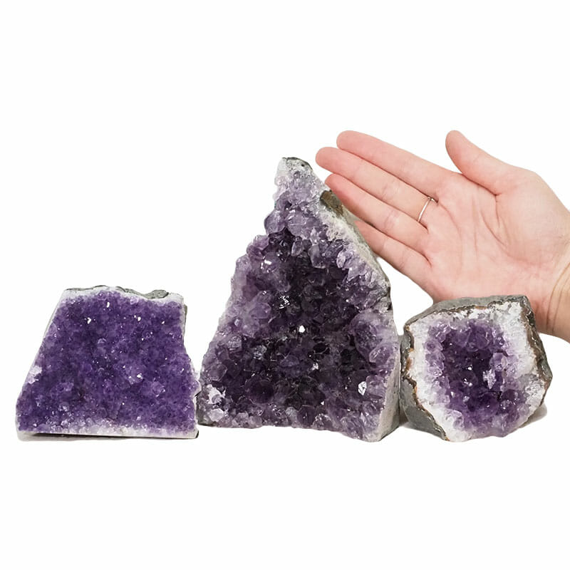 2.09kg Amethyst Crystal Geode Specimen Set 3 Pieces DN1513 4 Amethyst Crystal Geode Specimen Set DN1513 | Himalayan Salt Factory