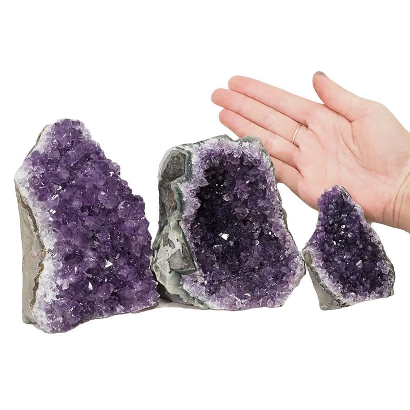 2.28kg Amethyst Crystal Geode Specimen Set 3 Pieces DN1515 4 Amethyst Crystal Geode Specimen Set DN1515 | Himalayan Salt Factory