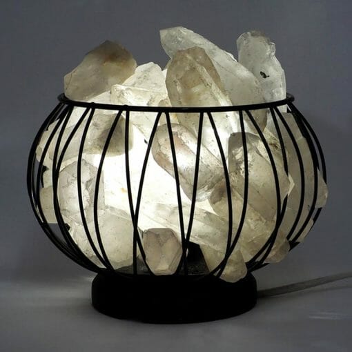 Clear Quartz Crystal Terminated Point Rough Amore Lamp - Cool White LED Bulb | Himalayan Salt Factory