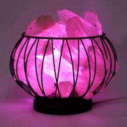 Clear Quartz Crystal Terminated Point Rough Amore Lamp - Purple LED Bulb | Himalayan Salt Factory