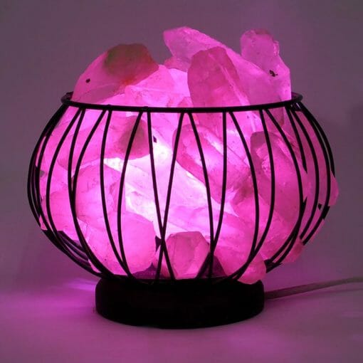 Clear Quartz Crystal Terminated Point Rough Amore Lamp - Purple LED Bulb | Himalayan Salt Factory