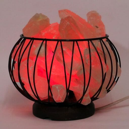 Clear Quartz Crystal Terminated Point Rough Amore Lamp - Red LED Bulb | Himalayan Salt Factory