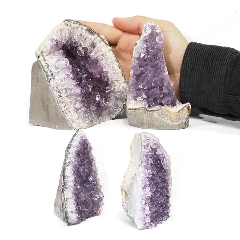 2.07kg Amethyst Mini Cluster Specimen Set 4 Pieces J1810 4 2.07kg Amethyst Mini Cluster Specimen Set 4 Pieces J1810 | Himalayan Salt Factory