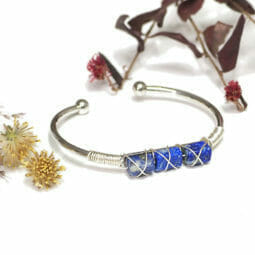 Lapis Lazuli Gemstone Adjustable Sliver Bracelet | Himalayan Salt Factory