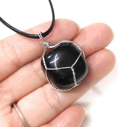 Natural Black Onyx Wire Wrapped Pendant | Himalayan Salt Factory