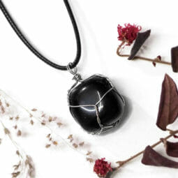Natural Black Onyx Wire Wrapped Pendant | Himalayan Salt Factory
