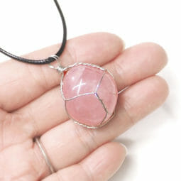 Natural Rose Quartz Wire Wrapped Pendant | Himalayan Salt Factory
