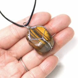 Natural Tiger Eye Wire Wrapped Pendant | Himalayan Salt Factory