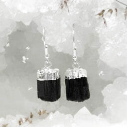 Raw Black Tourmaline Electroformed Earring | Himalayan Salt Factory