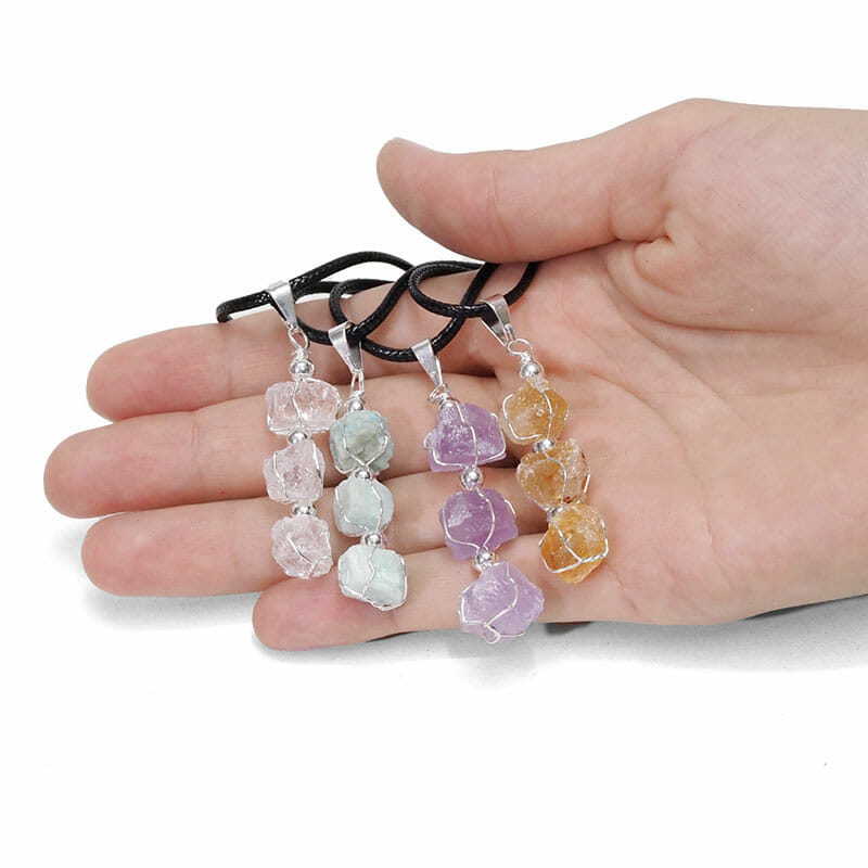 3 Rough Crystal Pendant SP Set of 4 Color A 4 3 Rough Crystal Pendant SP Set of 4 Color A | Himalayan Salt Factory