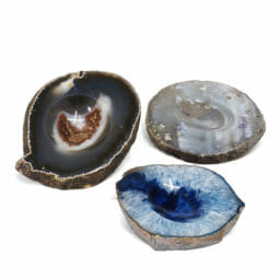 1.93kg Blue Agate Crystal Polished Bowl set of 3 J1860 | Himalayan Salt Factory