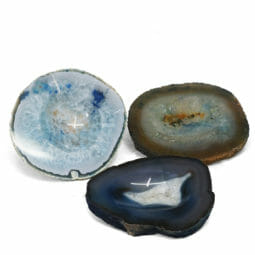 2.03kg Blue Agate Crystal Polished Bowl set of 3 J1862 | Himalayan Salt Factory