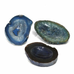 1.69kg Blue Agate Crystal Polished Bowl set of 3 J1864 | Himalayan Salt Factory