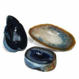 1.99kg Blue Agate Crystal Polished Bowl set of 3 J1865 | Himalayan Salt Factory